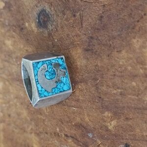 Vintage Sterling Silver Inlay Turquoise Mexico Silver Unisex